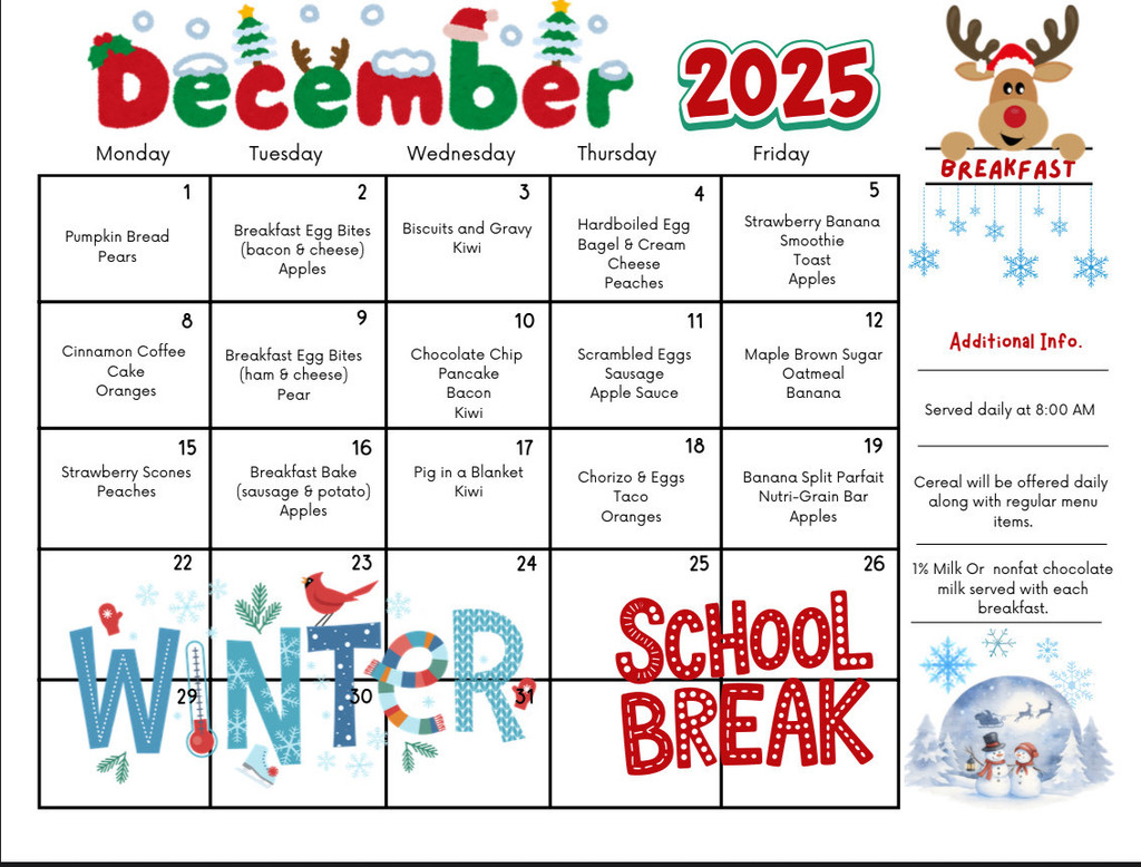December 2025 - Breakfast Menu