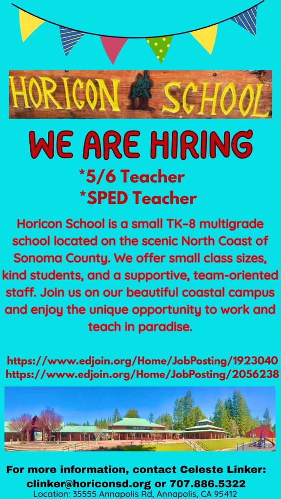 Horicon School is hiring a SPED and 5/6 teacher for the 2026/2027 school year. 