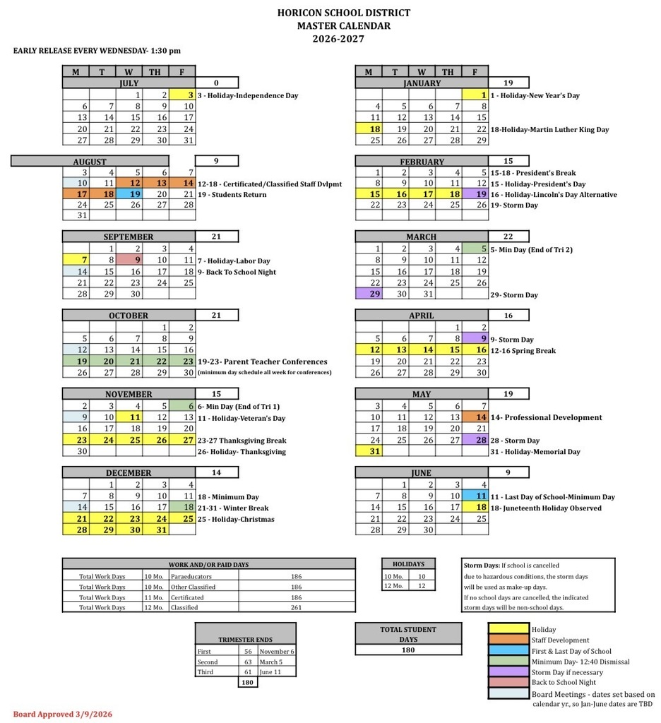 2026/2027 School Calendar 