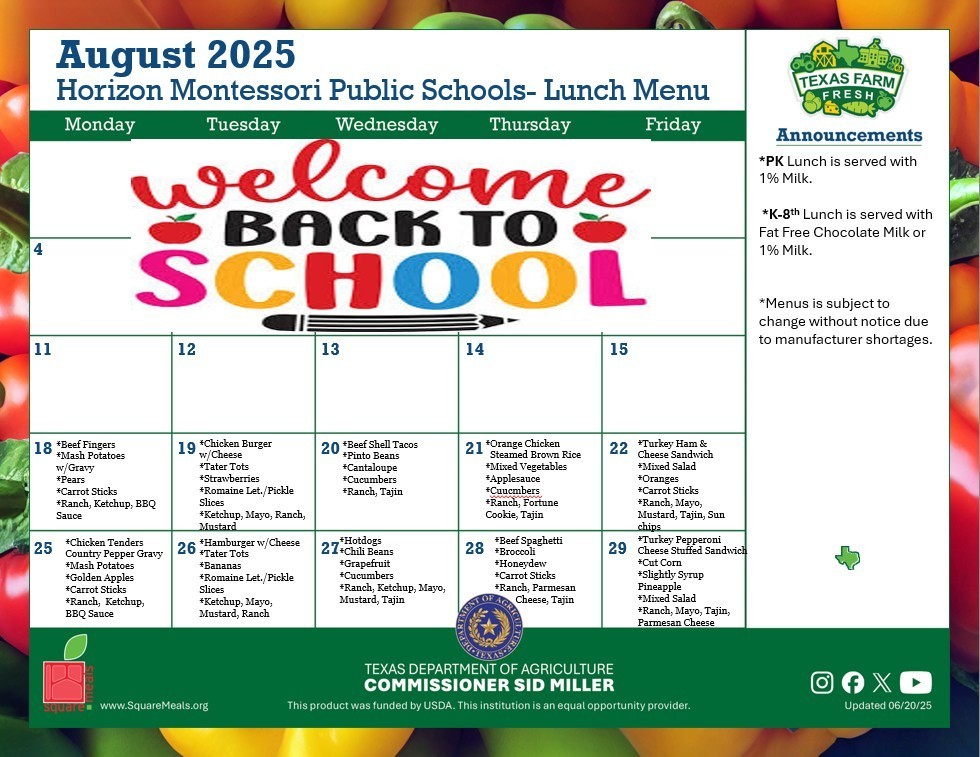 August Menu