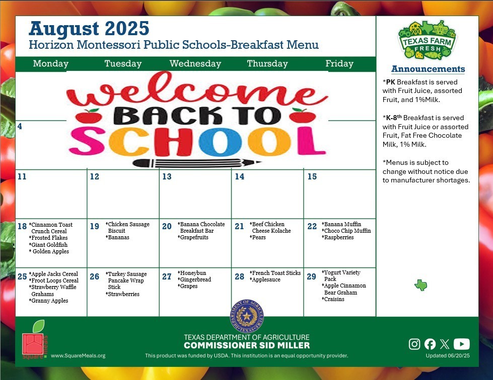 August Menu