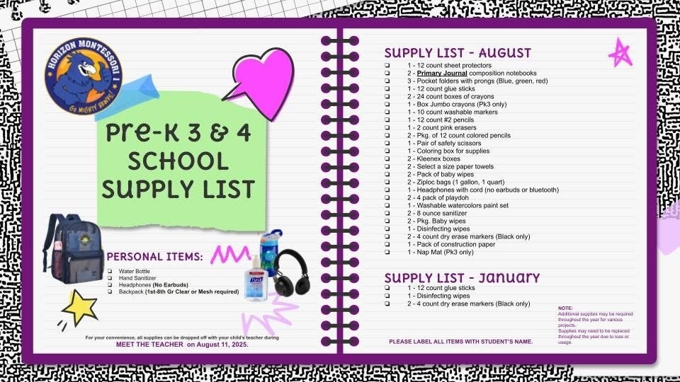 Pre-K 3&4 Supply List