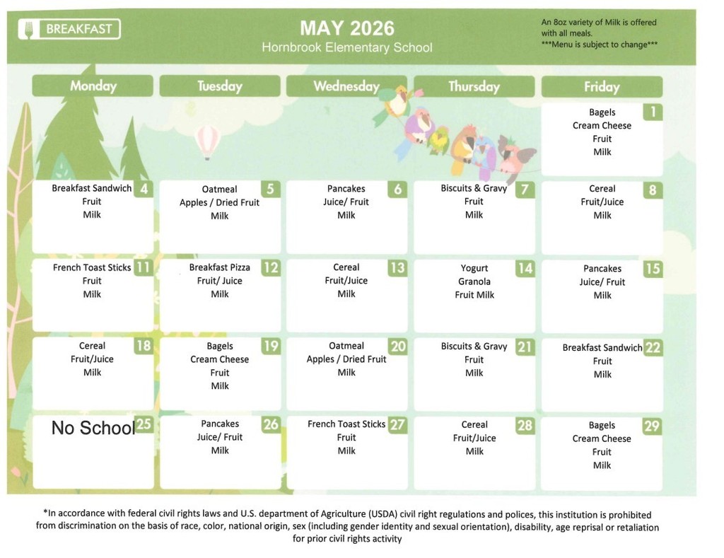 May Breakfast Menu