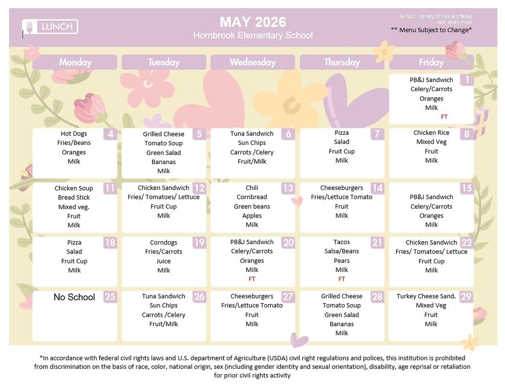 May Lunch Menu