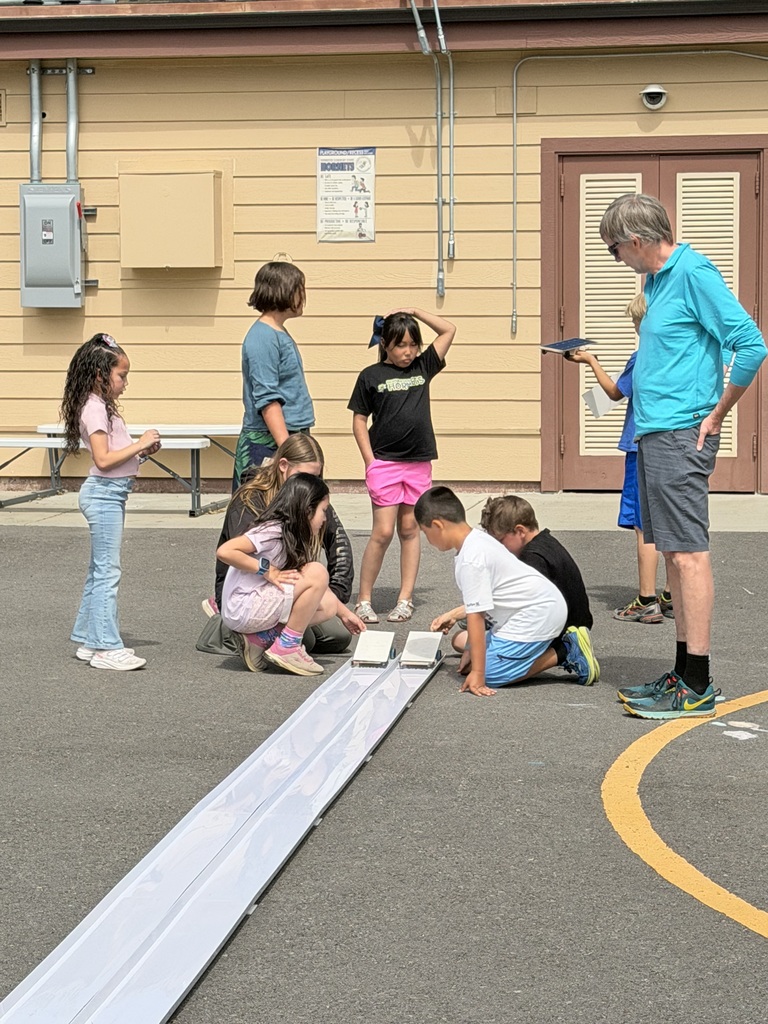Students setting up their solar cars. 