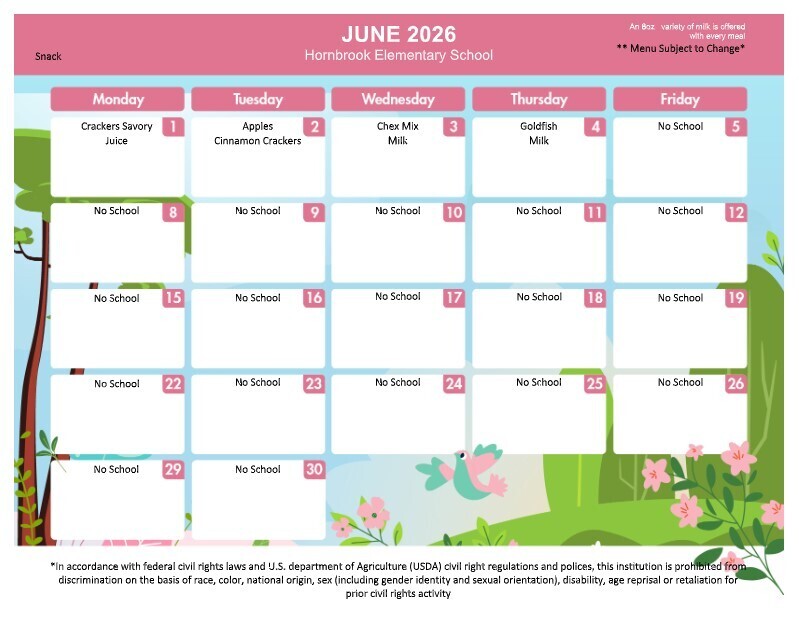 June Snack Menu
