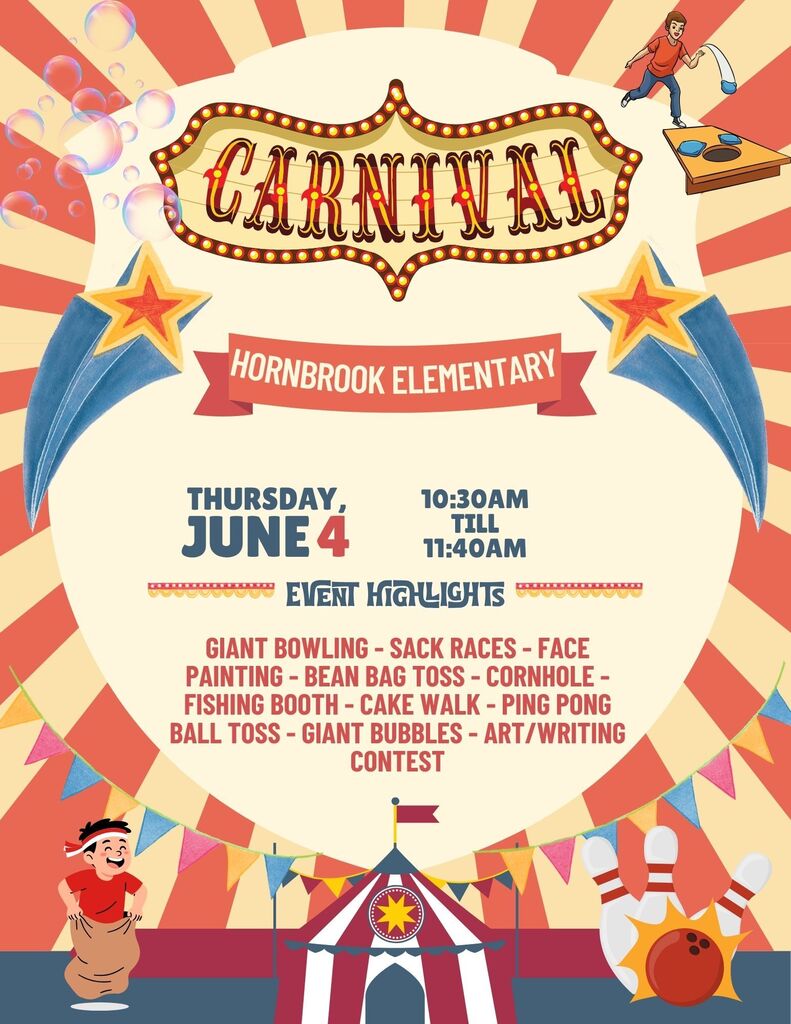 Flyer for the school carnival on June 4 at 5 pm. 