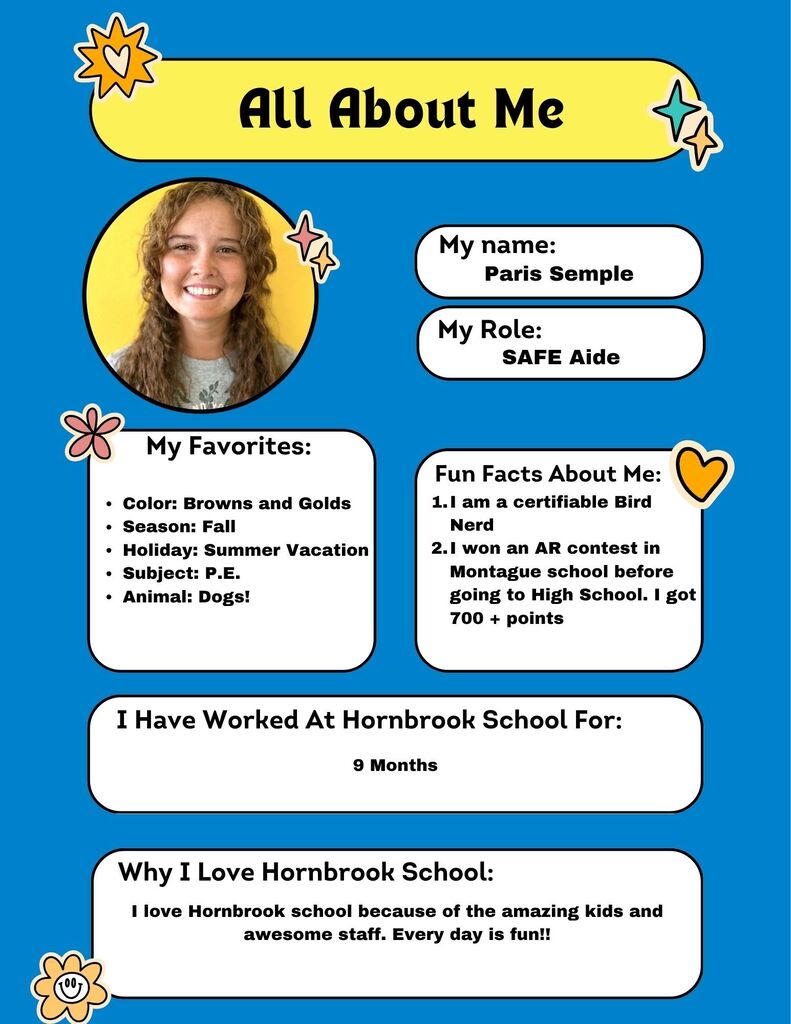 All about me flyer featuring our SAFE Aide Paris Semple