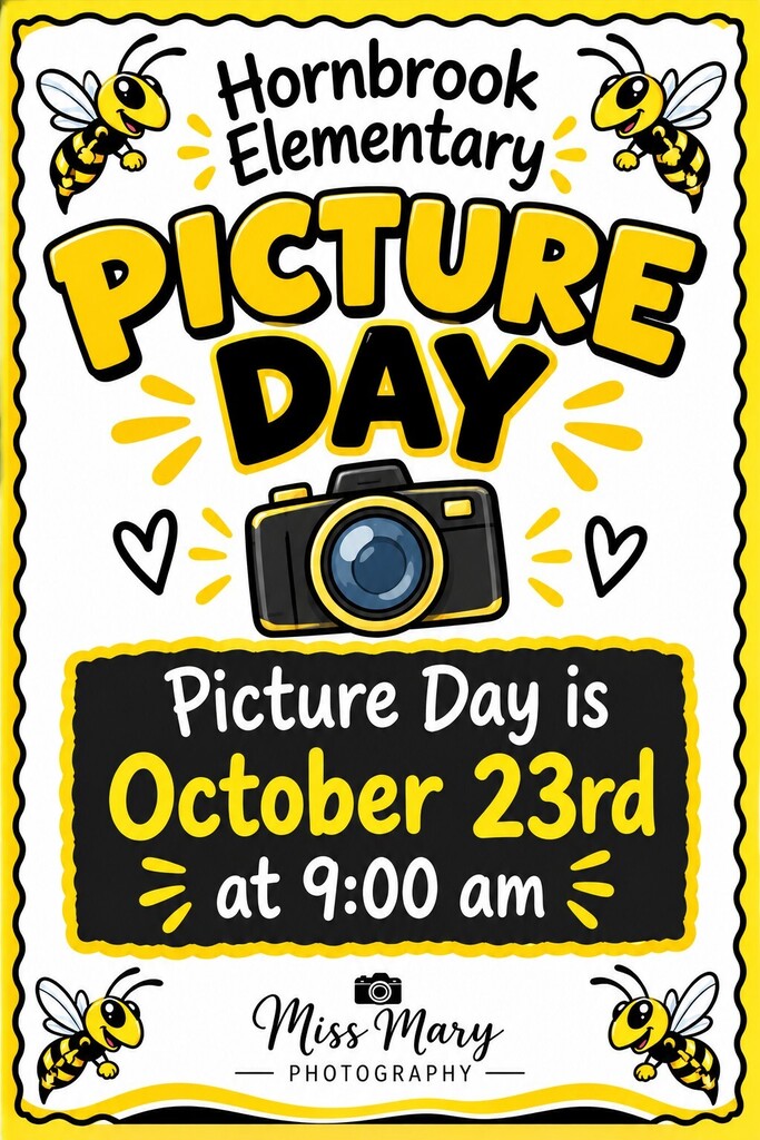 Flyer for picture day at Hornbrook Elementary on October 23rd at 9:00 am