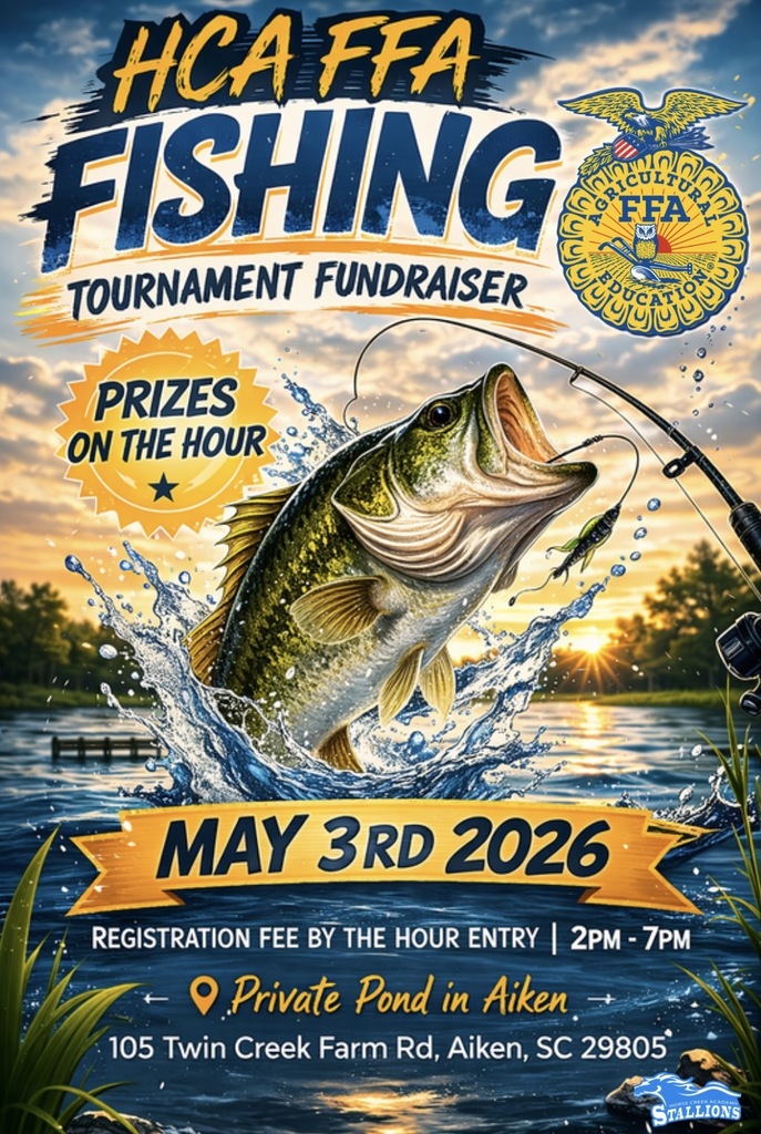 HCA FFA Fishing Tournament May 3rd from 2-7pm