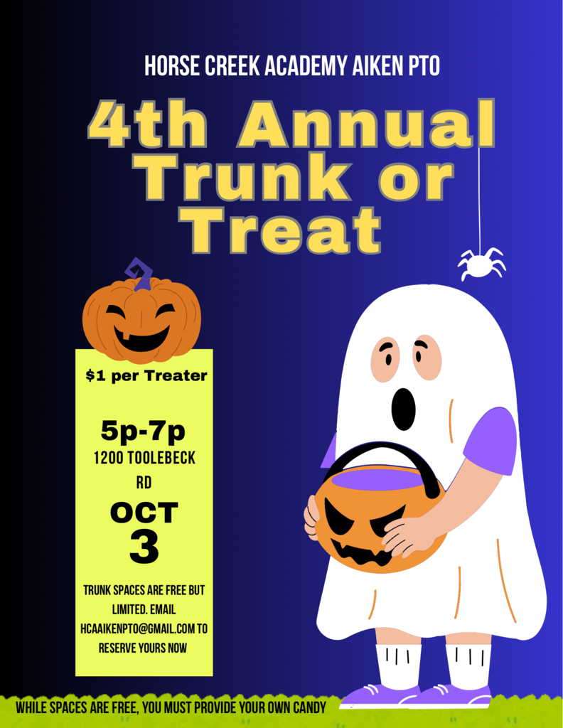 A poster announces the 4th Annual Trunk or Treat. It features a ghost holding a pumpkin and a pumpkin sign.