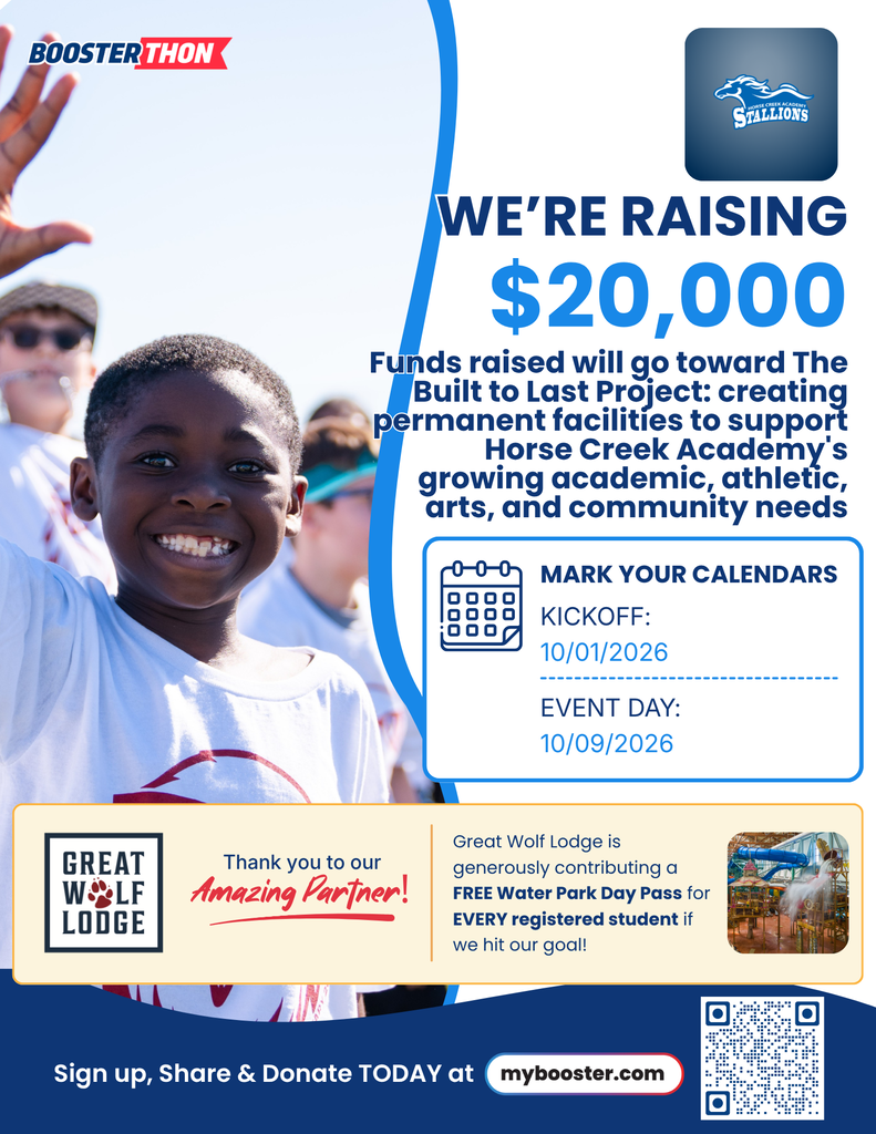 An advertisement poster with a smiling child raising his hand. The text reads, "We're raising $20,000."