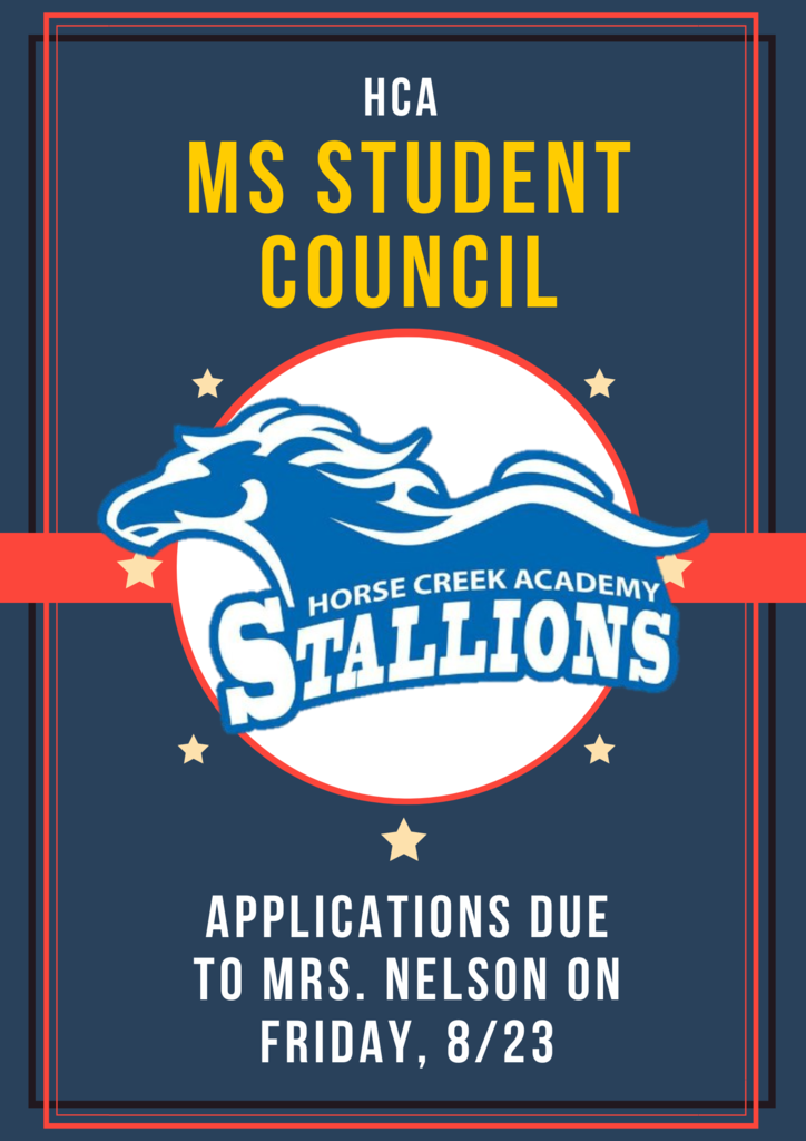 MS Student Council Apps due Friday 8/23