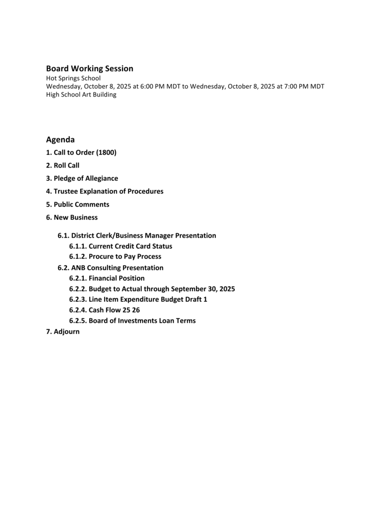 Board Working Session 10-8-25