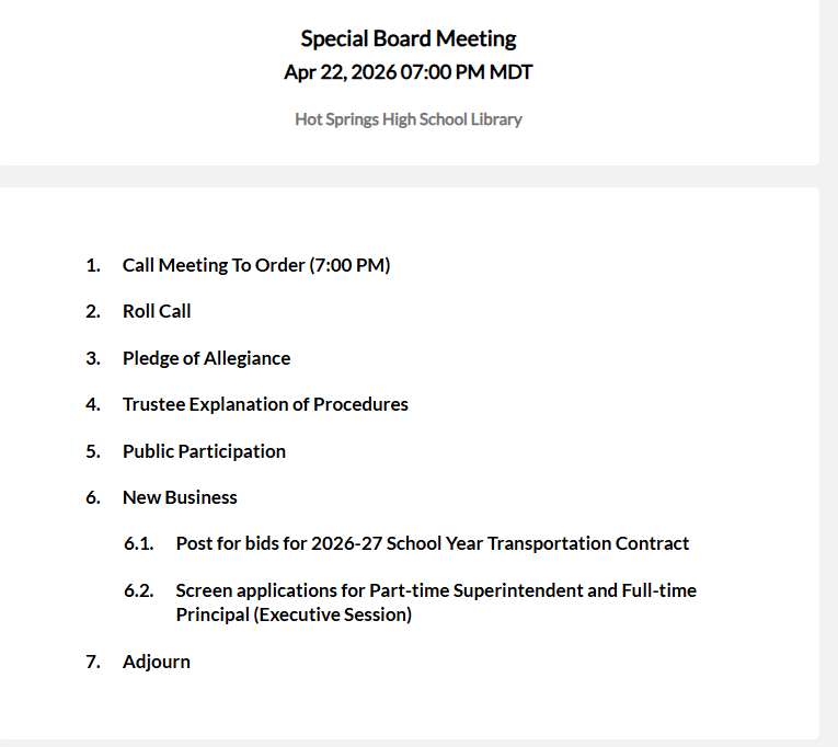 board agenda