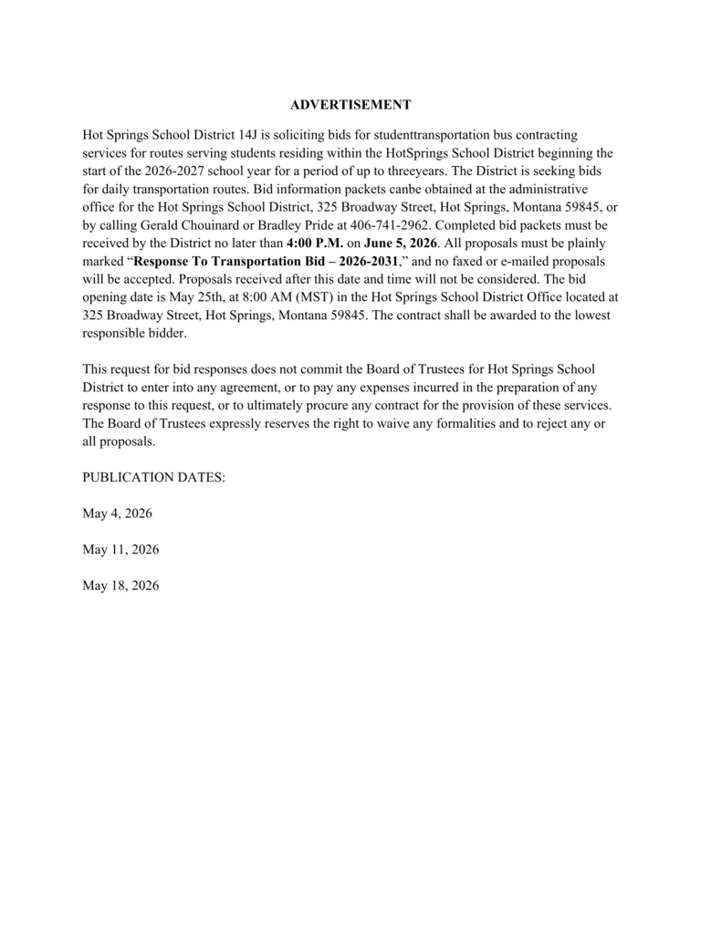 Bus bid advertisment