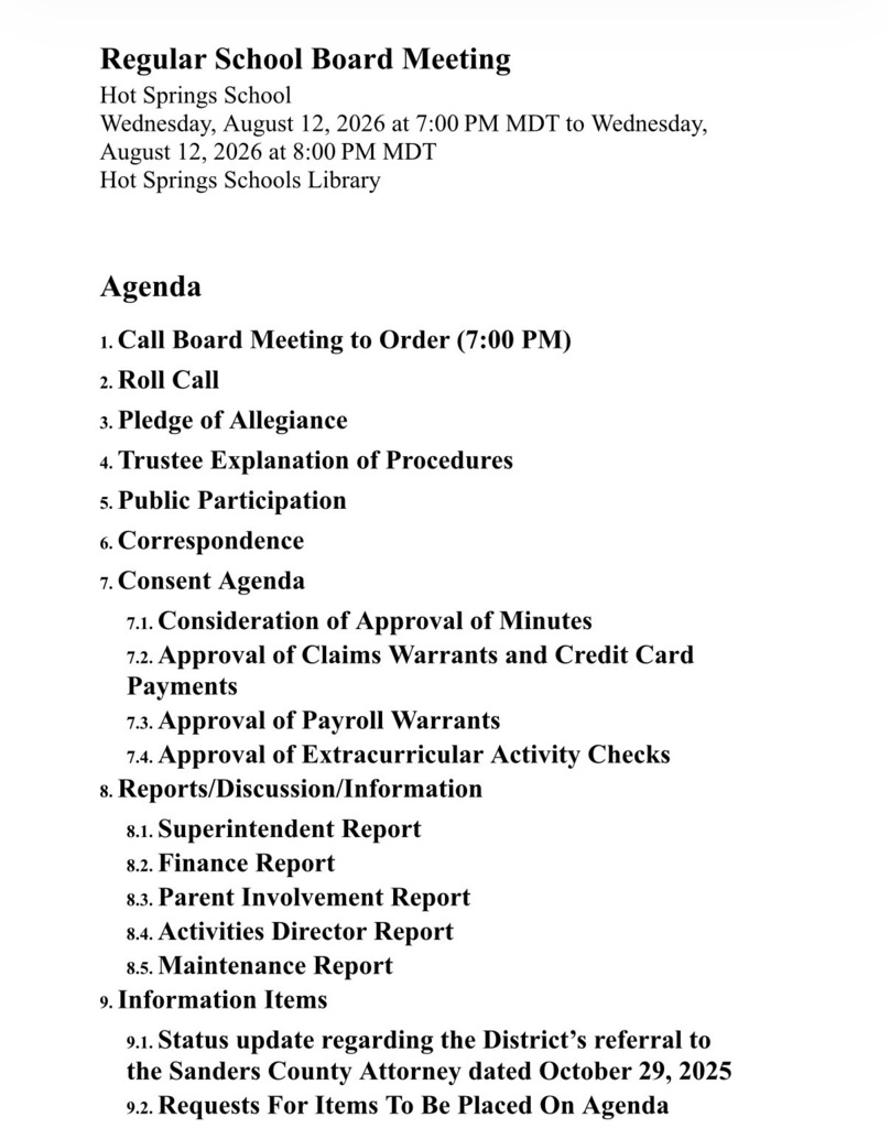 School Board Agenda