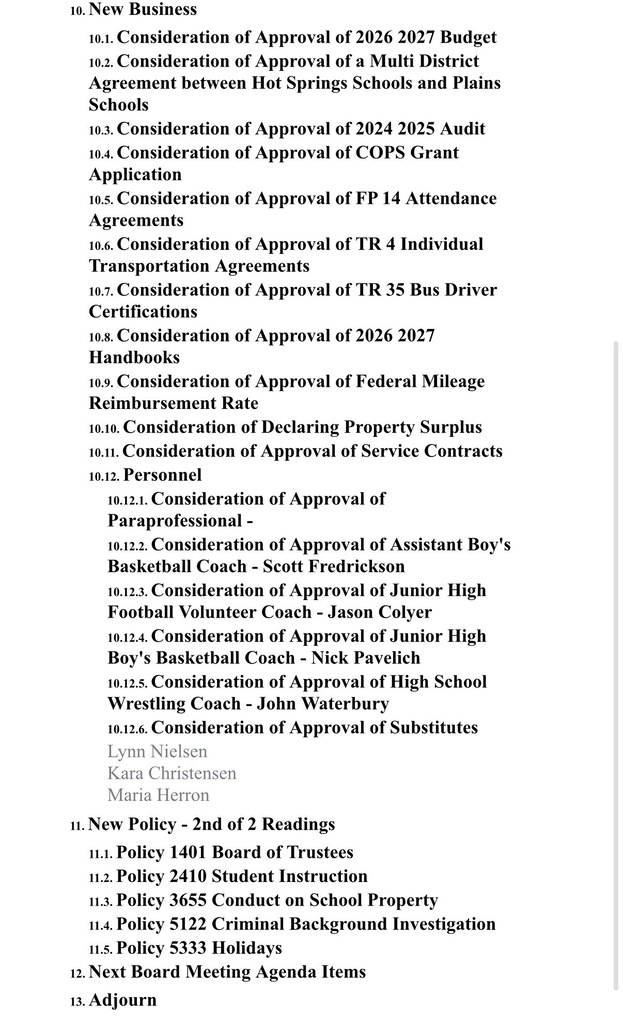 School Board Agenda
