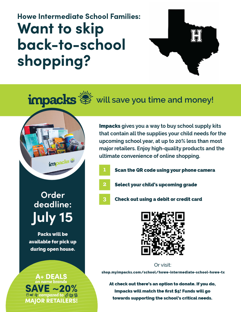 Howe Intermediate School-School Supply Order