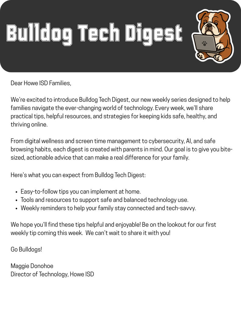 Welcome letter