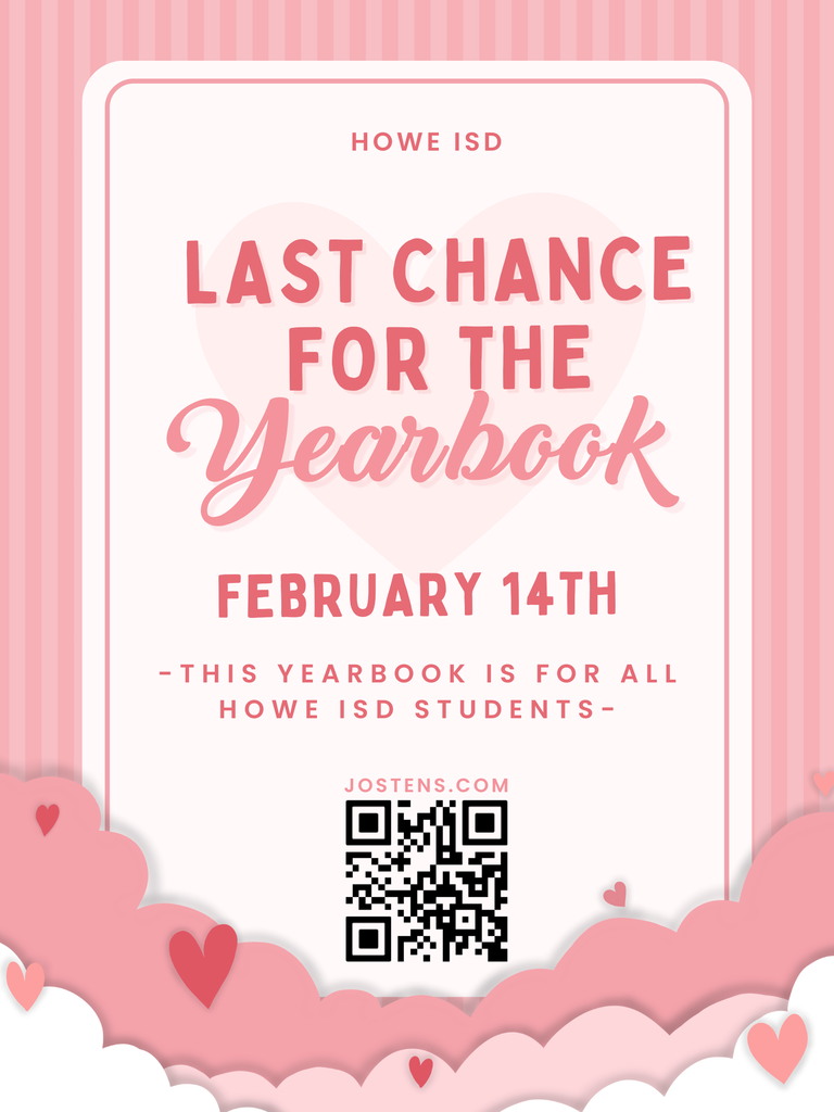 Yearbook purchase due February 14.