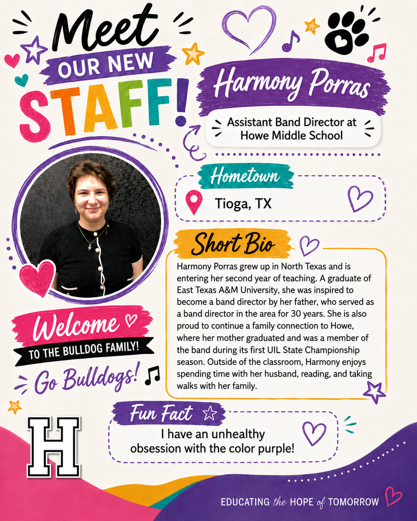 Welcome Harmony POrras to Howe Middle School!