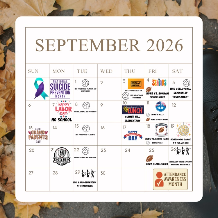 September Calendar at a glance