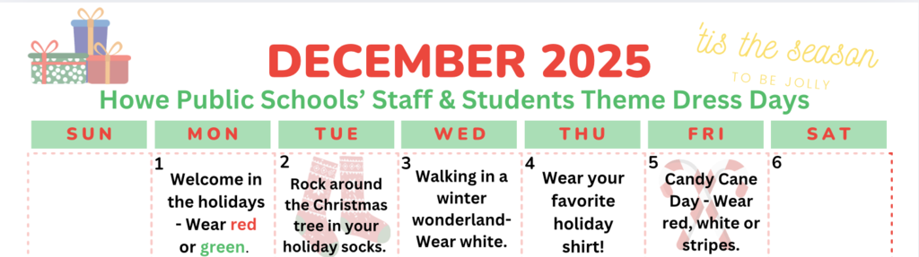 Howe Public Schools’ Staff & Students Theme Dress Days  