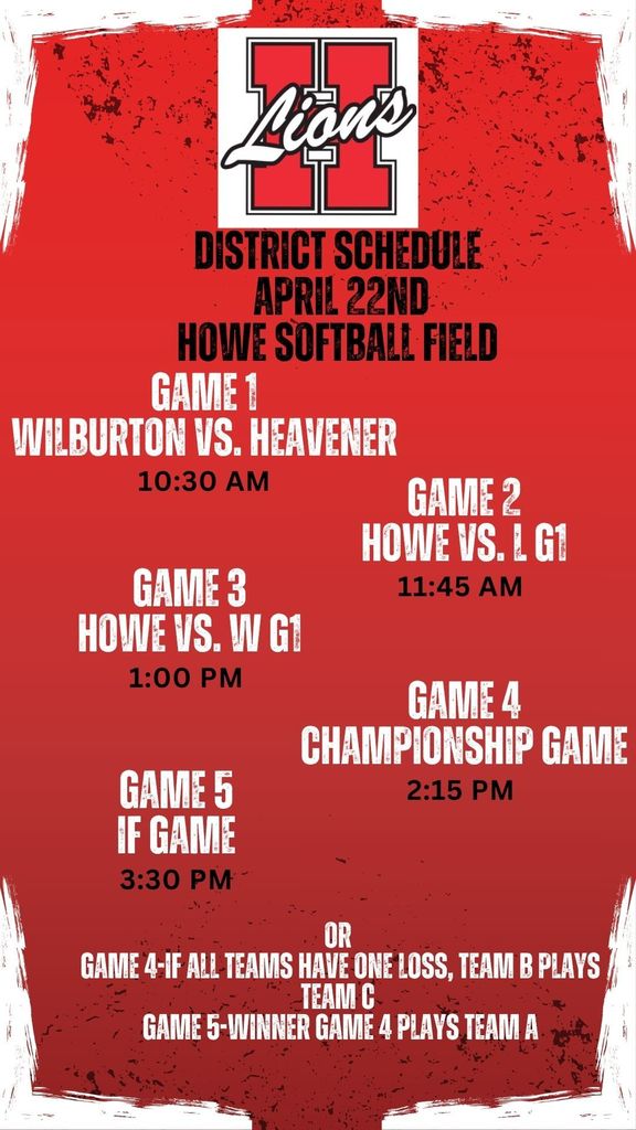 District Softball Schedule