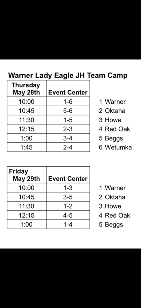 Warner Jh team camp