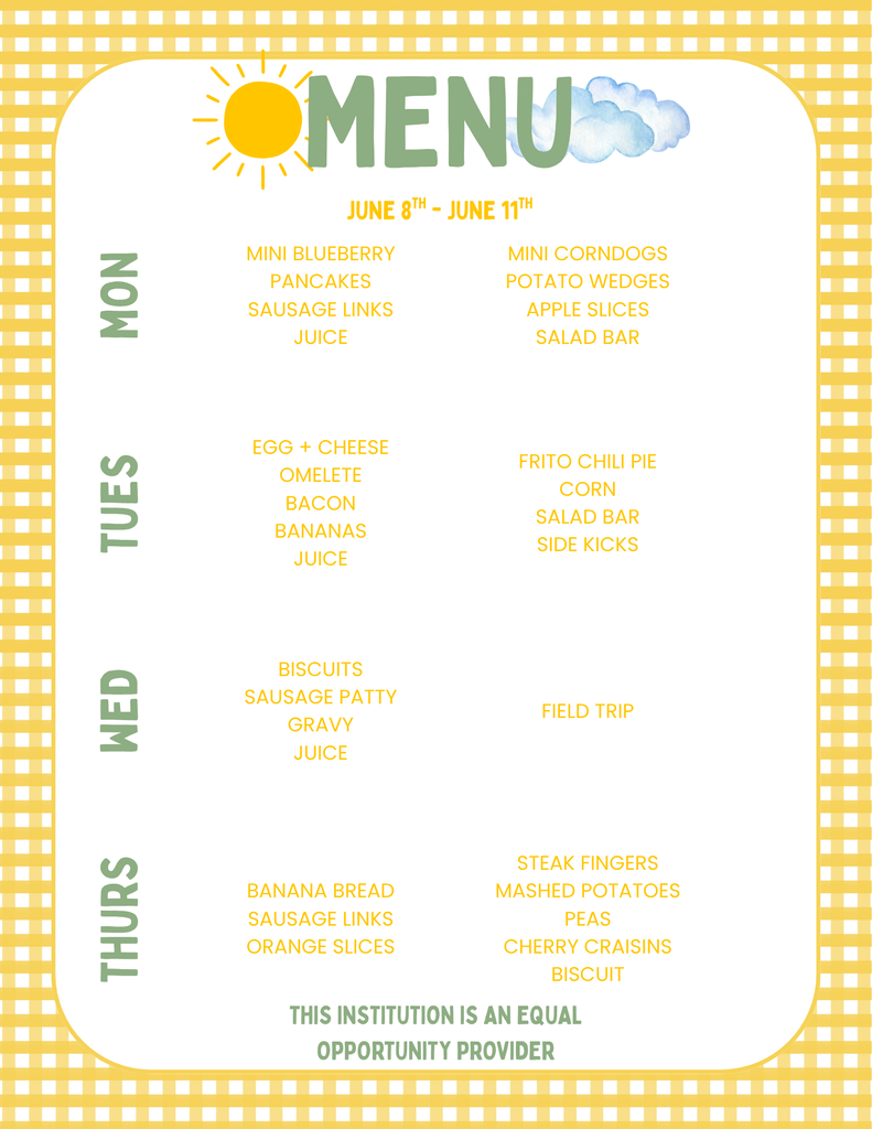 Menu June 8-11