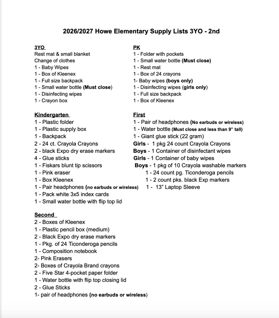 Supply Lists