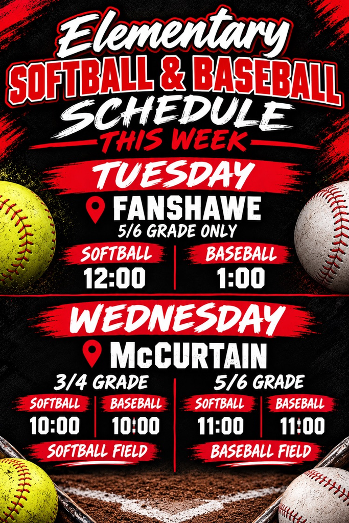 3/4 and 5/6 Baseball and softball this week 