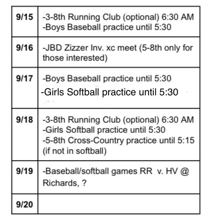 practice schedule
