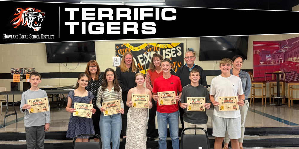 Hubbard Middle School students recognized for outstanding performance on state tests.