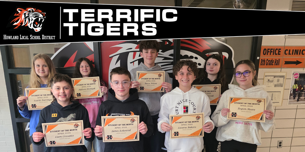 april students of the month hold up their certificate of recognition
