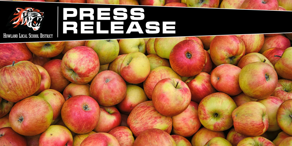 Fresh apples from Bauman Orchards in Rittman, Ohio, provided to Howland Local Schools through the district’s Food Service Department and a purchasing cooperative.