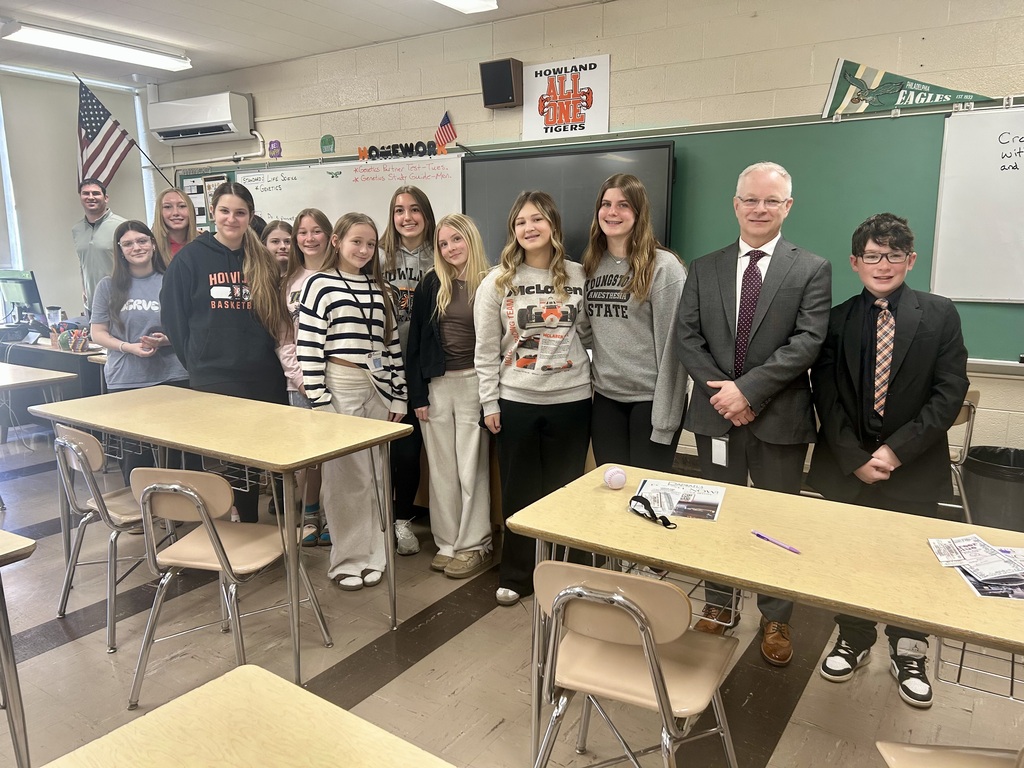 Howland Junior High students listen to community professionals during career fair presentations held throughout the school building.