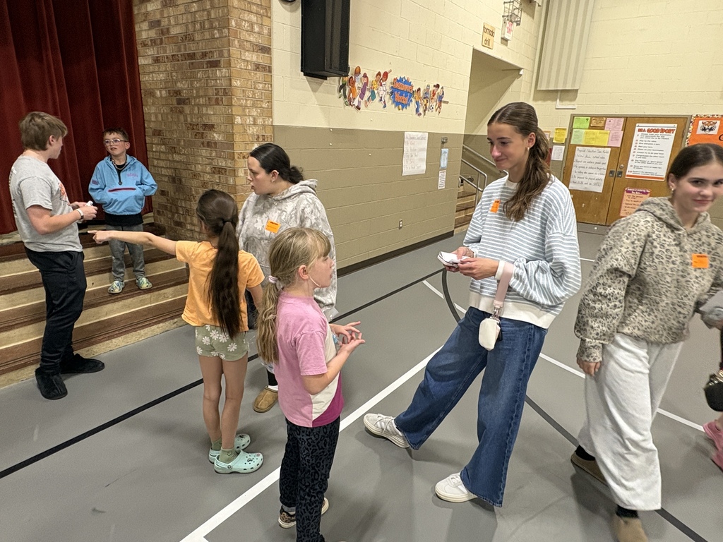 High school FCCLA students and elementary students from Howland Glen meet together after participating in a yearlong pen pal project.