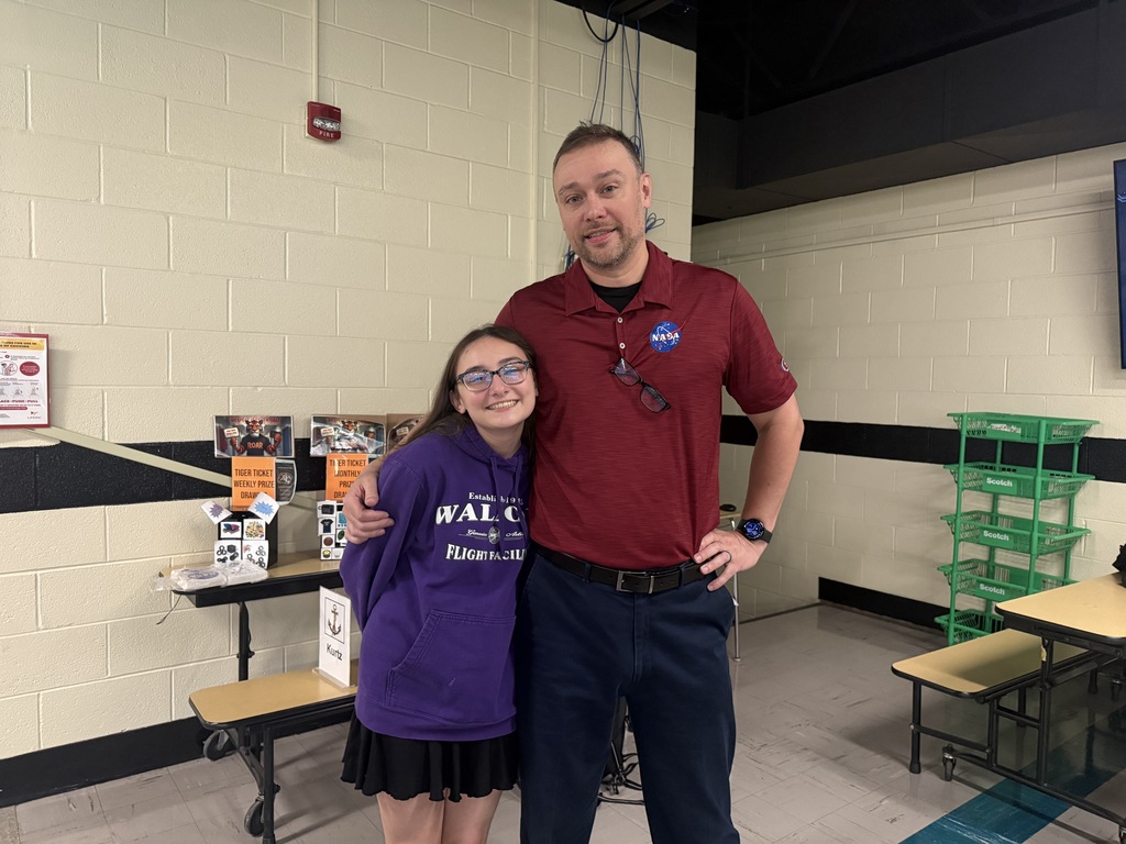 Space-themed graphic announcing a NASA presentation for Howland Junior High students featuring NASA engineer Patrick Barnes