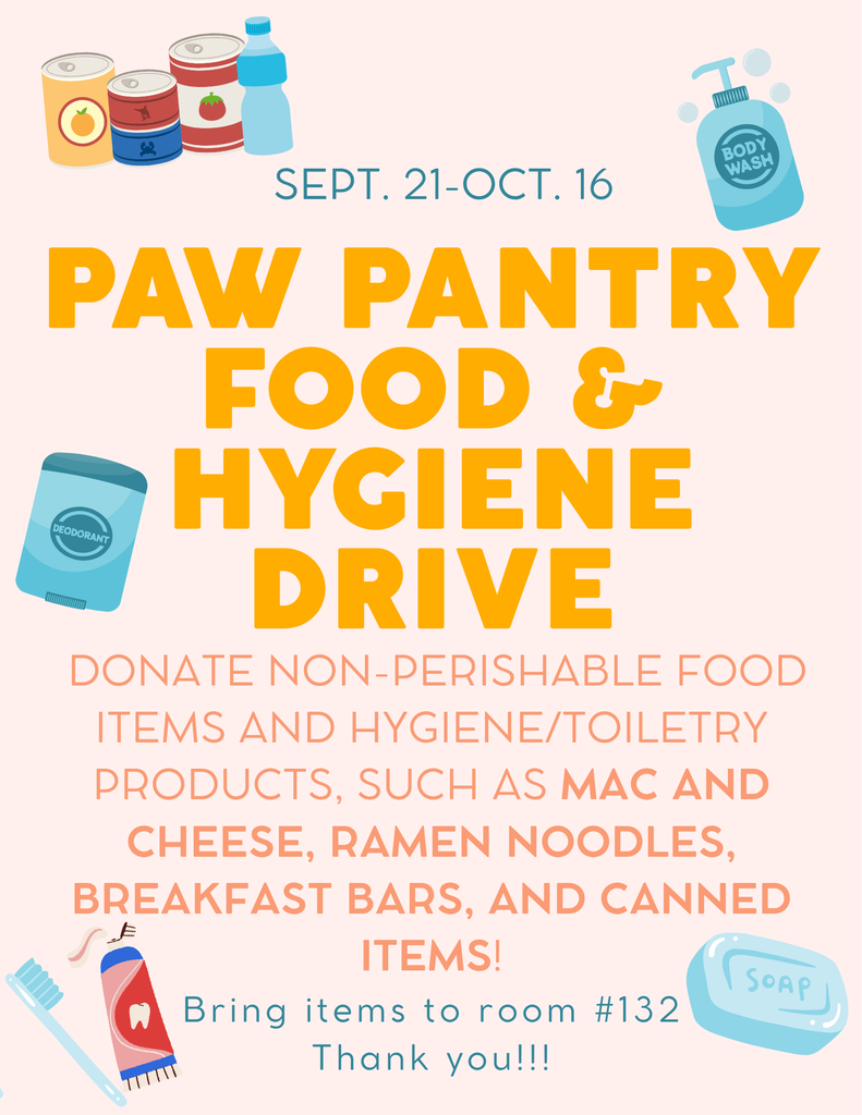 🐾 Help Us Stock the Howland Paw Pantry!  Our Paw Pantry helps provide food and hygiene items to Howland students and families who need a little extra support.  You can help keep the shelves stocked by donating during our community drive!  📅 Drive runs through October 16 🥫 Food items 🧴 Hygiene items 🐾 Every donation makes a difference!  Let’s come together to fill the pantry and support our Tigers! 🧡🖤