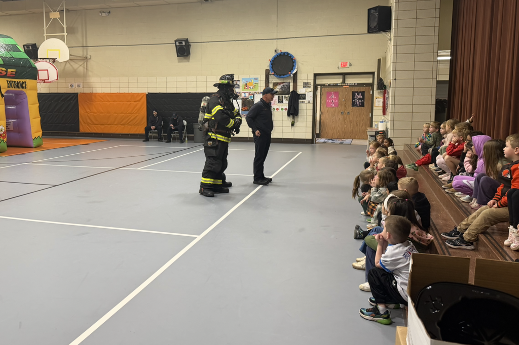Howland Springs Primary School students participate in a fire safety lesson.