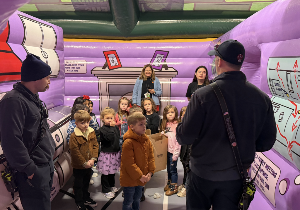 Howland Springs Primary School students participate in a fire safety lesson.