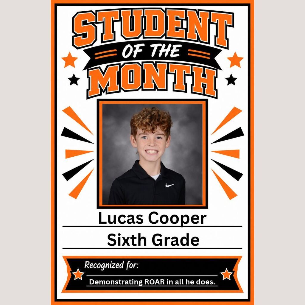 Howland Intermediate School has recognized its Students of the Month for October. Congratulations to 5th grader Canaan Sylvester and 6th grader Lucas Cooper on this recognition. The students were selected for demonstrating ROAR in all they do. They were recognized alongside Mrs. Kurtz, mathematics teacher, who was named Teacher of the Month. Congratulations to Canaan, Lucas and Mrs. Kurtz!