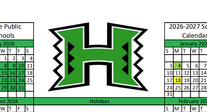 Hoxie School District Calander Zoomed on H.
