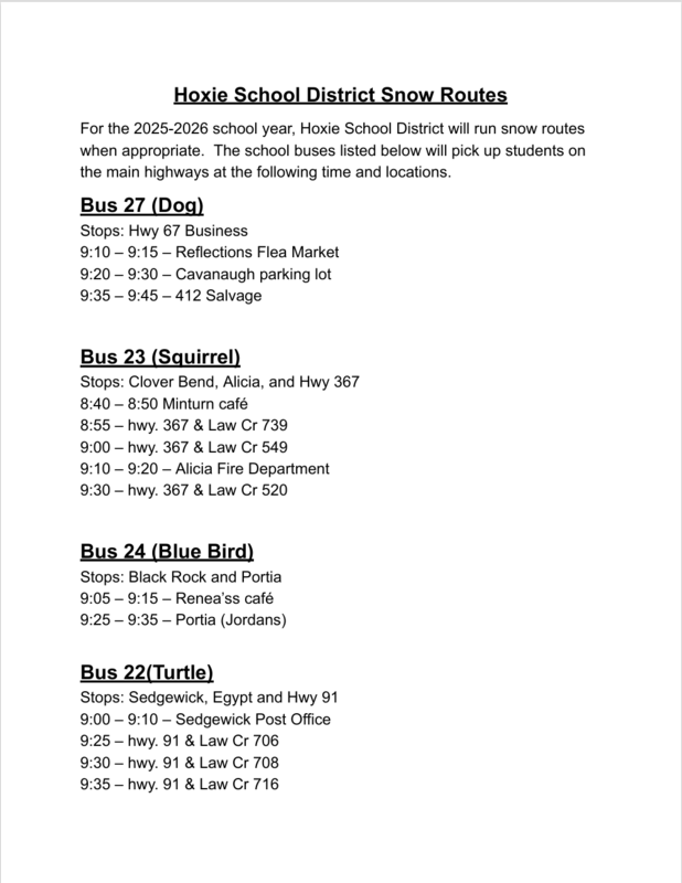 Late Start Snow Routes Page 1