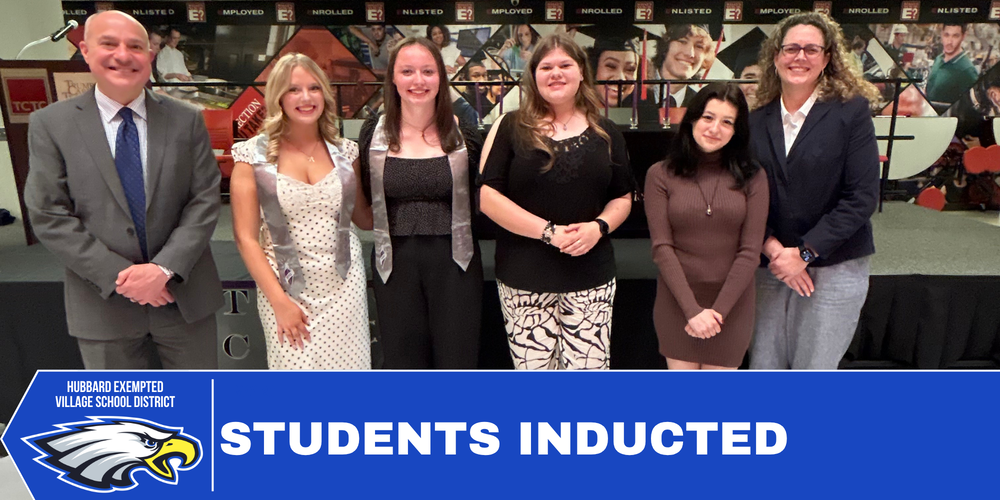 Hubbard High School students stand together during the National Technical Honor Society induction ceremony at Trumbull Career and Technical Center.