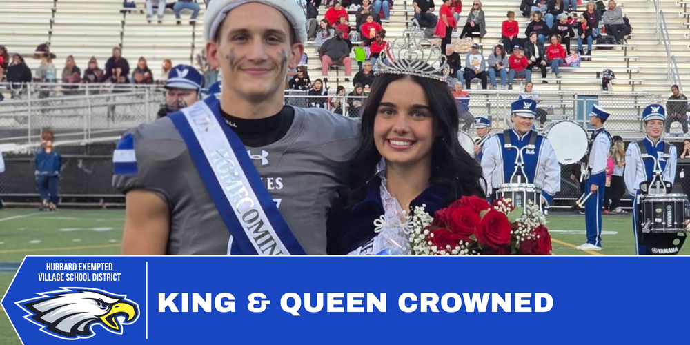 Hubbard High School Homecoming Queen Gabby Reese and Homecoming King Nolan Bentley celebrate their selection during the Sept. 25 Homecoming festivities.