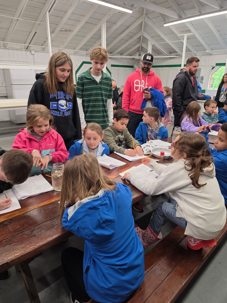 Hubbard second grade students participate in outdoor science activities at Harding Park with help from high school Ecology Club students.