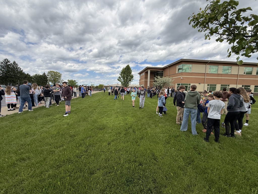 Hubbard middle school and elementary students meet and talk together after participating in a semester-long pen pal program.